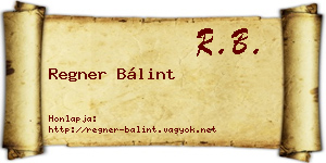 Regner Bálint névjegykártya
